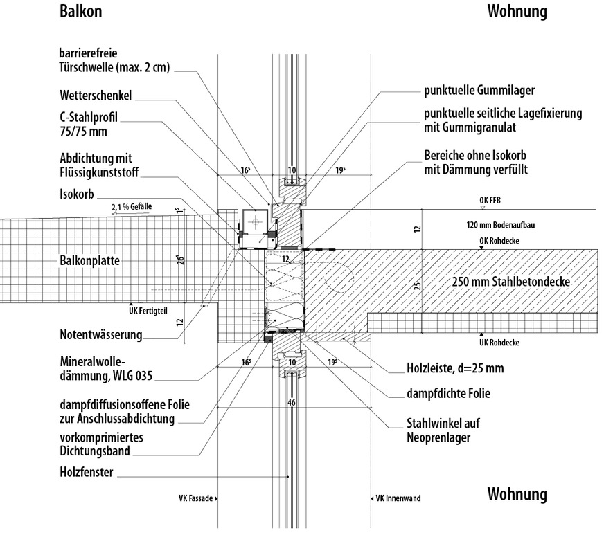 15 Detail Fenster-/Türanschluss, Vertikalschnitt, M 1:20