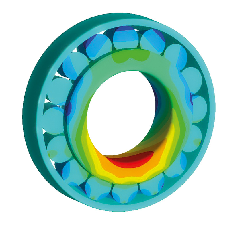 Simulation der Axial­kräfte in einem Lager – der Lasten, die gegen die Fliehkraft des Rotationskörpers wirken