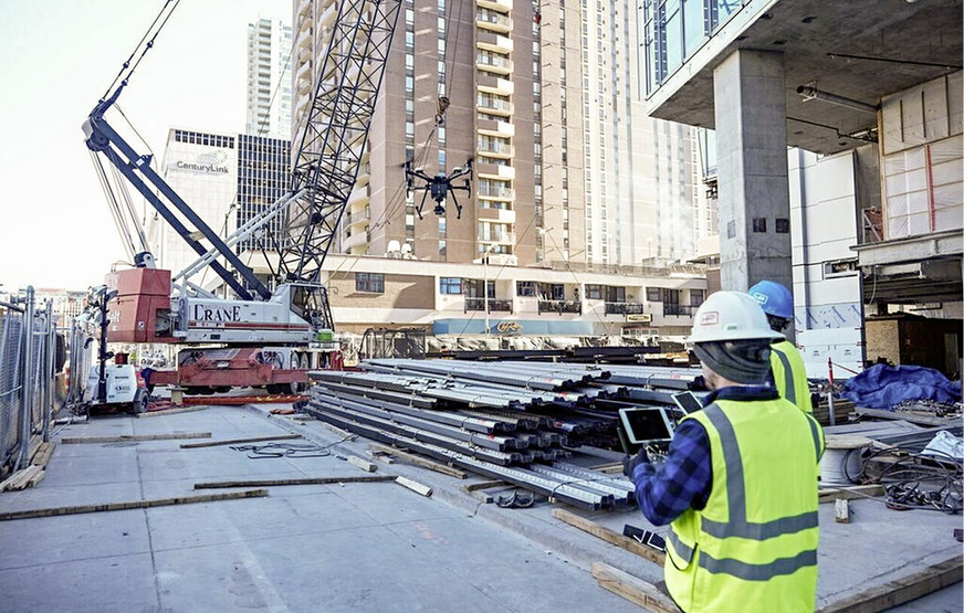 Mit Baustellen-Drohnen lassen sich Baustellenabläufe kontrollieren.