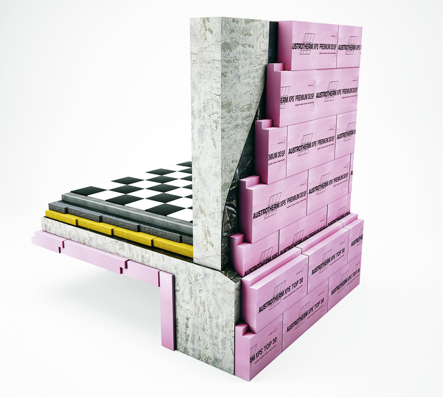 Eine Perimeterdämmung ersetzt niemals eine Bauwerksabdichtung. Das damit gedämmte Bauteil muss aus massiven Baustoffen bestehen. Hier die Variante für ein unterkellertes Gebäude mit Streifenfundament.