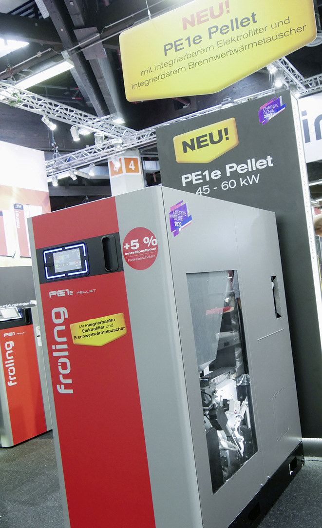 Der Pelletskessel PE1e von Fröling liefert bis zu 60 Kilowatt Wärmepower.