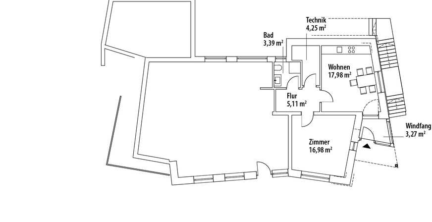 2 Im Untergeschoss wurde eine Einliegerwohnung implementiert – daher gab es neben diversen Dämmarbeiten vornehmlich in diesem Bereich bauliche Veränderungen am Gebäude.