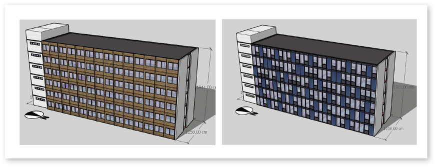 4 Das EE-Modul eignet sich besonders für Skelettbauten mit nicht lastabtragenden Fassaden. Das Potenzial ist groß: Rund 31 Prozent der zwischen 1950 und 1990 errichteten Gebäude sind so konstruiert.
