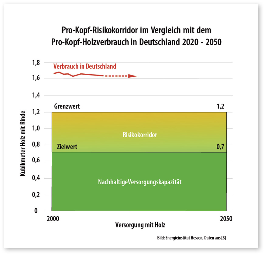 3 Risikokorridor für den Holzverbrauch in Deutschland von 2020 bis 2050