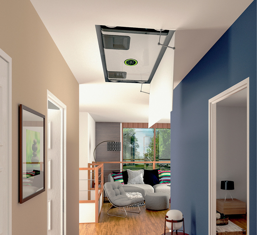 In die Decke eingebaut, fällt das Zu- und Abluftsystem Inspir Air nicht weiter auf.