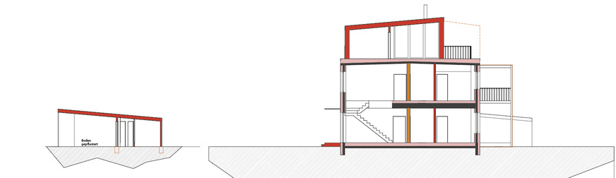 SchnittNachhaltig (um)bauen: Mehr Kubatur auf gleicher Grundfläche wurde mittels der Aufstockung geschaffen.