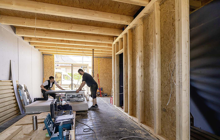 Sowohl in der Konstruktion als auch in der Tragstruktur kommt im Ellener Hof vor allem Holz zum Einsatz.