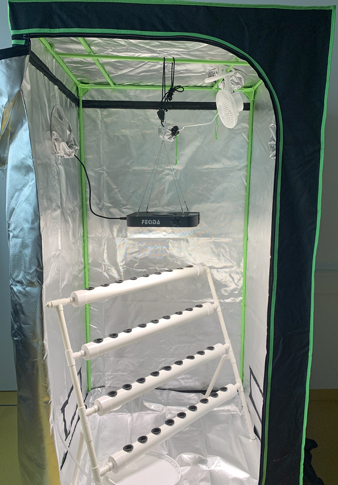 Growbox mit Hydroponik-System.