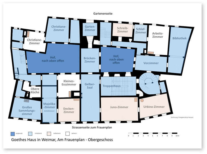 1 Im Obergeschoss wurden lediglich Arbeitszimmer, kleines Esszimmer, Küche sowie eines der Zimmer von Ehefrau Chrístiane dauerhaft warm gehalten.