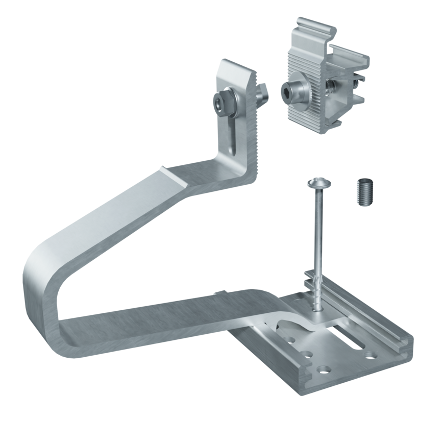 Der neue Dachhaken von Arocompact: Bei Bedarf gibt es ihn auch mit einem Adapter zur Befestigung der X-Montageschienen.