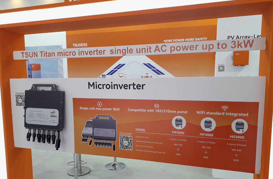 Auch T-Sun zeigt ein umfangreiches Angebot an Mikroinvertern.