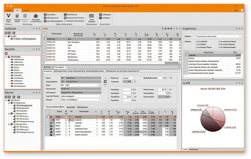 Voraussetzung für einen exakten hydraulischen Abgleich ist eine softwaregestützte Heizlastberechnung (Beispiel: Heizungspaket).