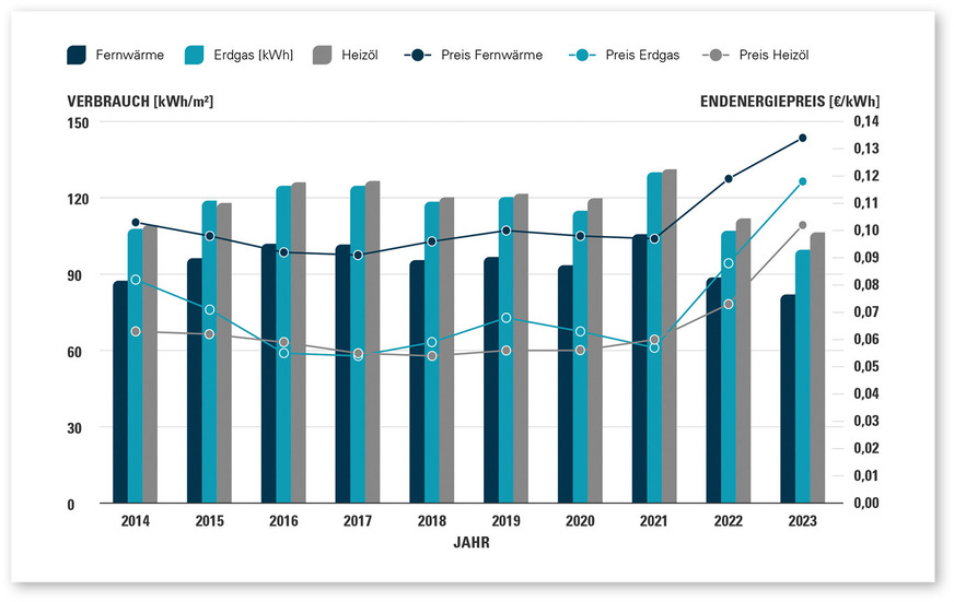 1 Mittlerer spezifischer, nicht witterungsbereinigter Endenergieverbrauch sowie Energiepreise