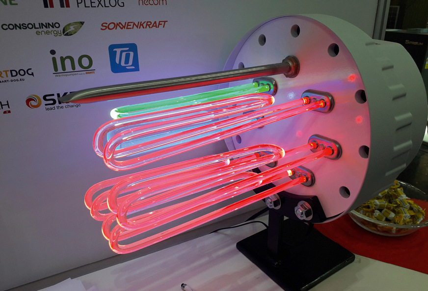 Leistungsstarke Heizpatrone zur solarelektrischen Wärmeversorgung (Messemodell).