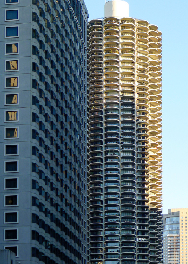 2 Die 60 Stockwerke hohen Marina City Towers in Chicago sind Zeugnisse früher Leichtbetonbauten – sie wurden 1964 fertiggestellt.