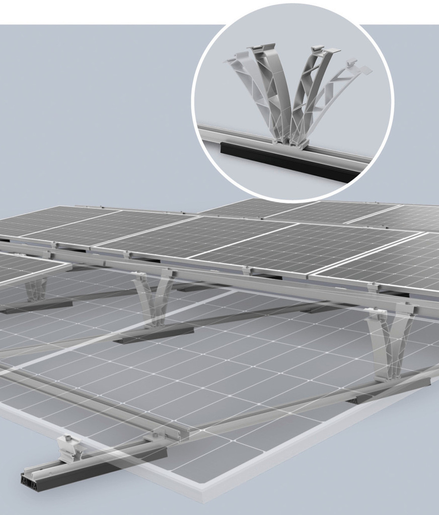Das Fla﻿chdachsystem Xpress LS wurde für große Module entwickelt.