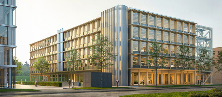 2 Noch bekleiden Gerüste die Fassaden, weshalb aktuell nur ein Rendering ein Bild von dem fertigen Gebäude zeichnet.