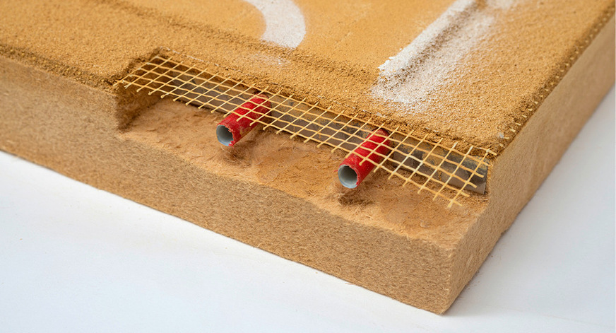 7 Die Heizungsrohre werden über Presskupplungen verbunden. Bis zu acht Platten können bei dem Naturbo Therm-System zu einem Heizkreis zusammengeschlossen werden.