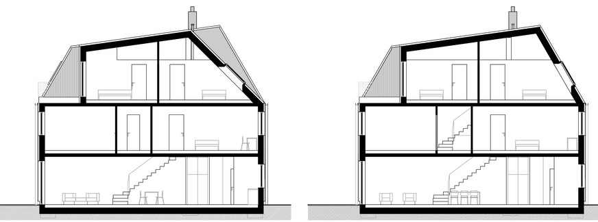 3 Die Querschnitte verdeutlichen den Flächengewinn des „Berliner Daches“, M 1:200