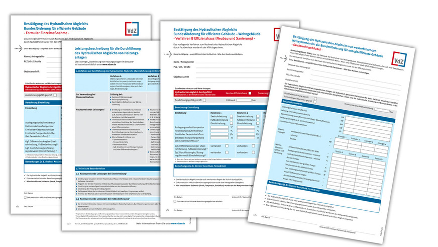 Nachweisformulare zur Bestätigung des hydraulischen Abgleichs unterstützen Sachverständige (https://t1p.de/GEB251070).