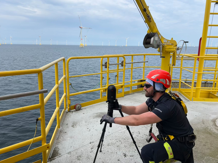 Scan-Kampagne mit 3D-Laser im Offshore-Windpark Wikinger von Iberdrola in der Ostsee 2025. Ziel ist die Simulation eines digitalen Zwillings.