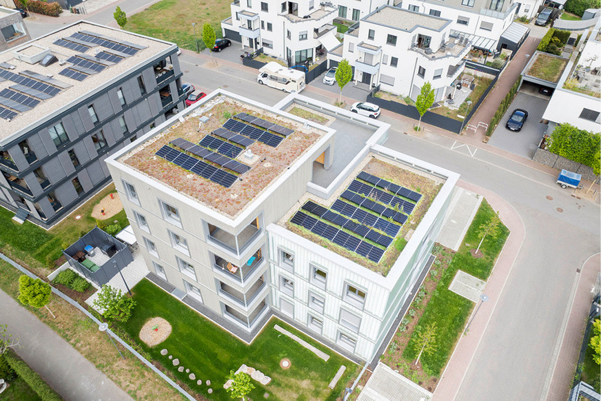 Das Gebäude ist eines von vier Objekten, mit denen die Eignung verschiedener Holzbauweisen für den Geschosswohnungsbau erprobt werden soll.