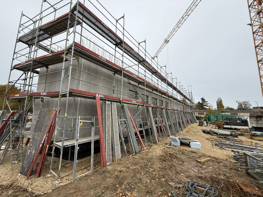 Rohbau des Quartiers, das ohne fossile Energien auskommt.