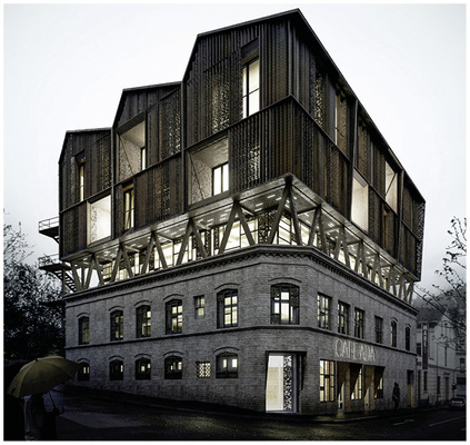 Die Simulation zeigt die ­Auf­stockung als Ganzes.