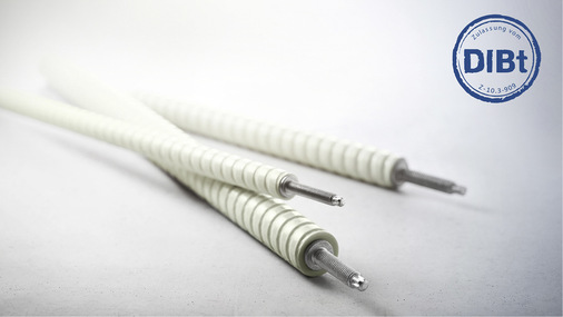 4 Der stabförmige Wandhalter Schöck Isolink Typ F besteht aus Glasfaser­verbundwerkstoff.