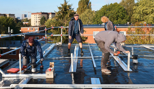 Installation der Aufständerung auf 15 Grad.