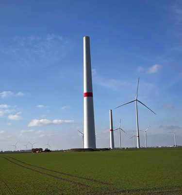 Baustelle eines von zwei Windparks in Elsdorf, Rhein-Erft-Kreis, die die Stadt schlüsselfertig von Energiekontor erwirbt.