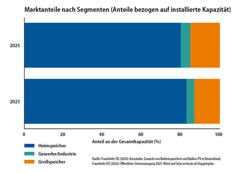 4  Die Marktanteile verschieben sich eindeutig zugunsten großer ­Speicherprojekte.