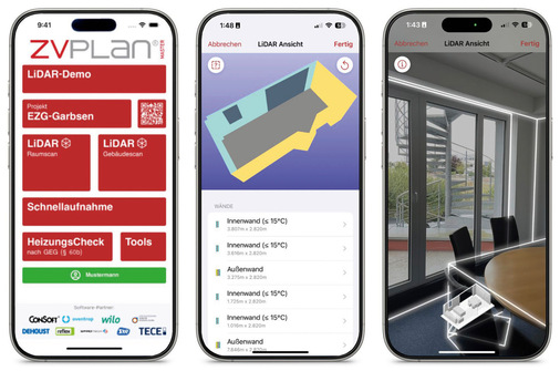 Die App Zvplan ermöglicht ein Lidar-gestütztes Raum- und Geschossaufmaß zur schnellen Ermittlung der Heizlast.