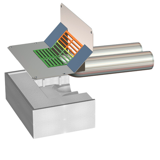 Dämmblock von Loro zur schnellen Einbindung von Attikaabläufen in die Flachdachdämmung