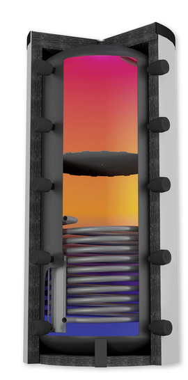 Der Schichtspeicher SPS eFlexx ist mit einer 100 mm dicken, recyclebaren PE-Faservlies-Isolierung gedämmt.