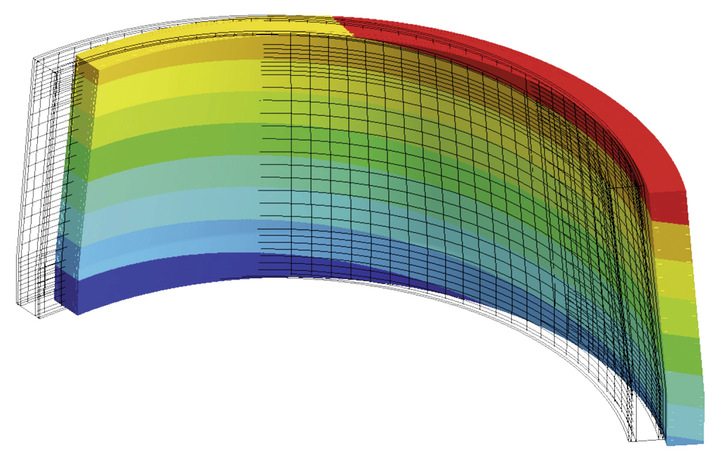 Abbildung 1: Verformungszustand des FEM-Sub-Modells eines Betonfertigteilsegmentes
