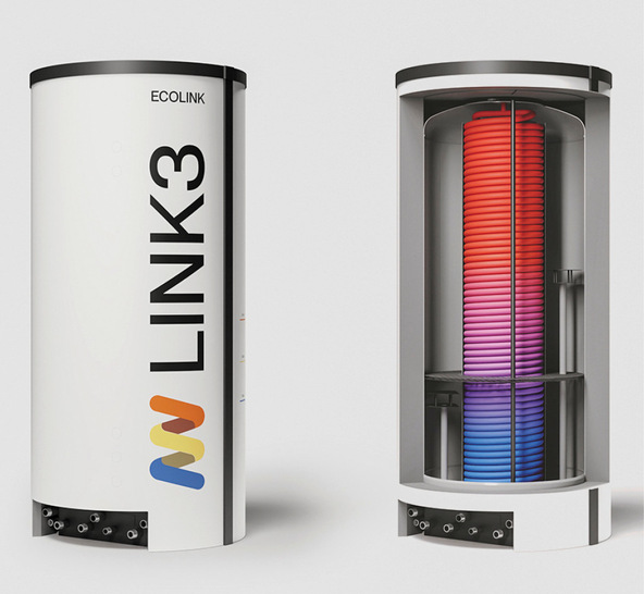 Der Schichtenspeicher Ecolink-New speist bei Bedarf mehrere Heizkreise mit unterschiedlichen Vor- und Rücklauftemperaturen.