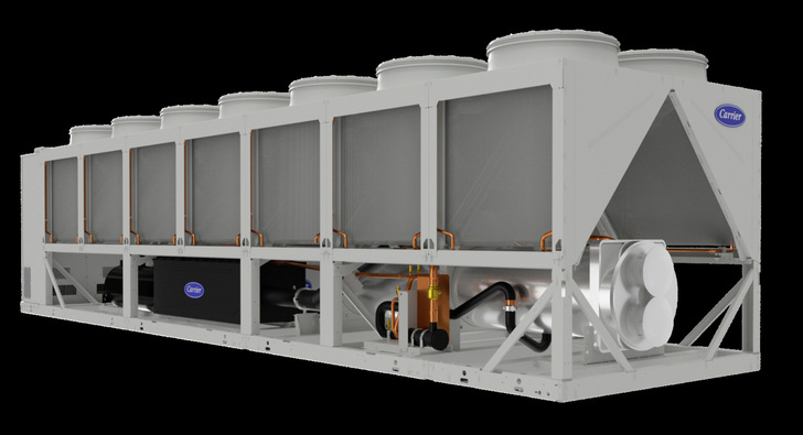 Die Aqua Force Vision 30KAV-Serie benötigt ein Drittel weniger Stellfläche als klassische Flüssigkeitskühler.