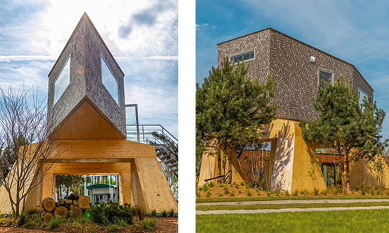 „The Rebel House“ – ein Tinyhaus für die Weltgartenausstellung in den Niederlanden– besticht durch seine Fassade aus dreieckigen Fliesen von Agrob-Buchtal. (Architekt: Cas van der Zanden; Künstlerin: Christine Jetten) .