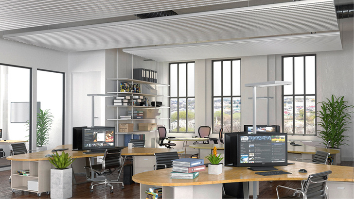 Die Infrarot-Deckenstrahlplatten ZFP urban gibt es in Modullängen zwischen 1830 und 5830 mm und Modulbreiten von 300 bis 1500 mm.