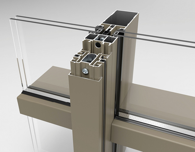 Die ultimative Produktkombination aus Vorhangfassade und Textilsonnenschutz: Fixscreen Minimal Curtain Wall 50 mit Reynaers Aluminium Concept Wall 50.