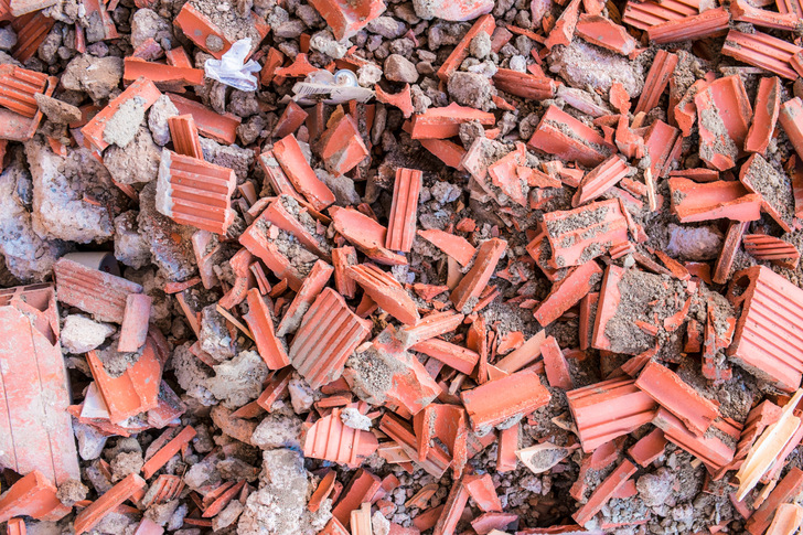 Full frame take of a heap of demolition rubble in the construction industry
