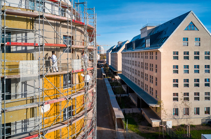 Mehrere Quartiere wurden bereits mit dem recyclingfähigen Wärmedämm-Verbundsystem Webertherm Circle errichtet, darunter das Neubauprojekt Speicherballett des Wohnungsunternehmens BUWOG in Berlin-Spandau.