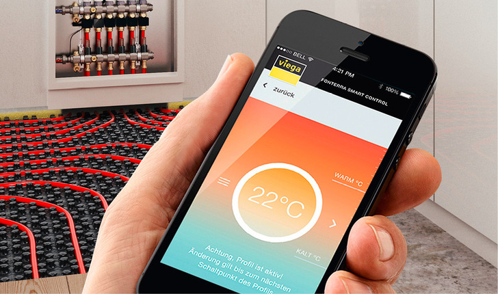 Die Einzelraumregelung Fonterra Smart Control lässt sich über WLAN per PC, Smartphone oder Tablet bedienen.