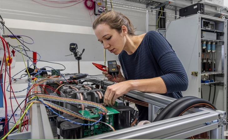 Die am Fraunhofer ISE entwickelt Mittelspannungs-Systemtechnik für Schnellladestationen ermöglicht Spitzenlasten von mehreren Megawatt.