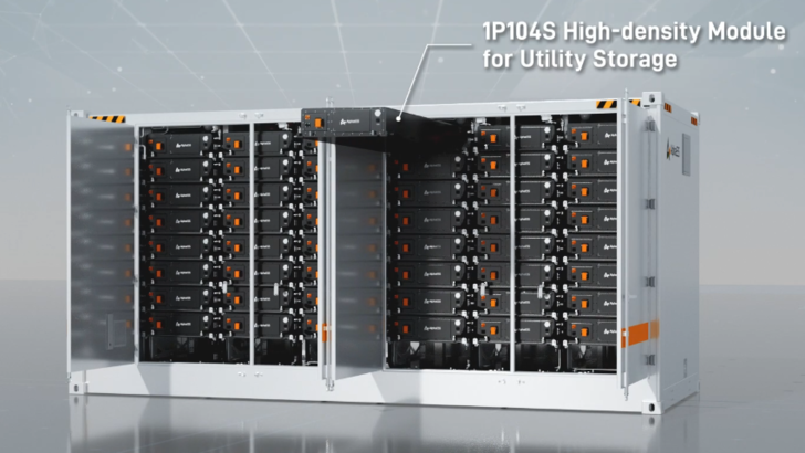 Energiespeichermodul hoher Dichte mit mehreren Batterieeinheiten und der Bezeichnung "1P104S High-Density Module". - © Alpha ESS