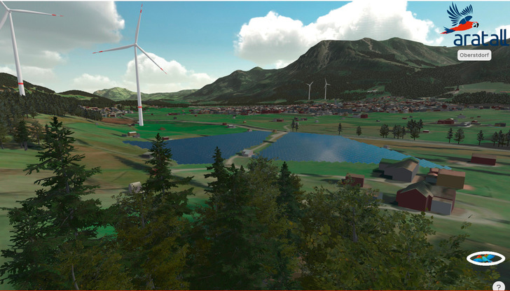 Virtuelle Darstellung eines Projektes mit Digitalem Zwilling der Landschaft