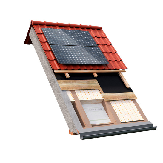 1  Konstruktion A: Von innen sanierter Dachaufbau mit außen diffusionssperrender Bitumenabdichtung auf Holzschalung