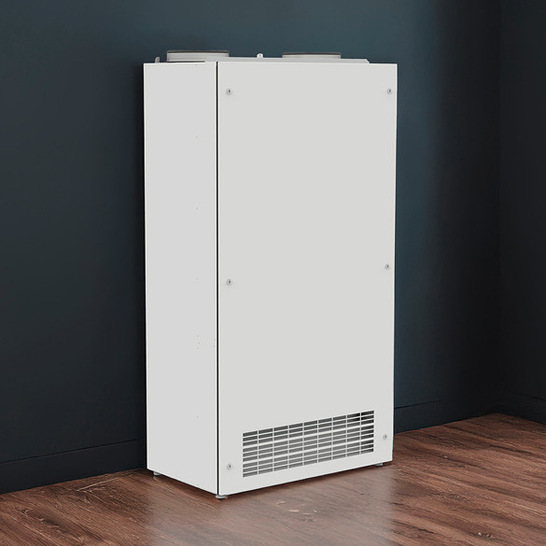 Das dezentrale Lüftungsgerät Duplex Vent Easy 900 B gibt es bislang als bodenstehende Version. Demnächst soll ein Modell zur Deckenmontage folgen.