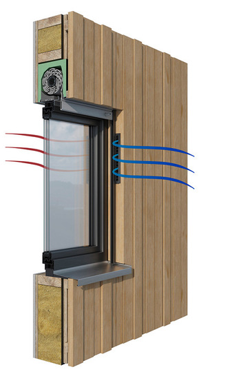 Das in die Fensterlaibung integrierte Lüftungsmodul Airfox HB …